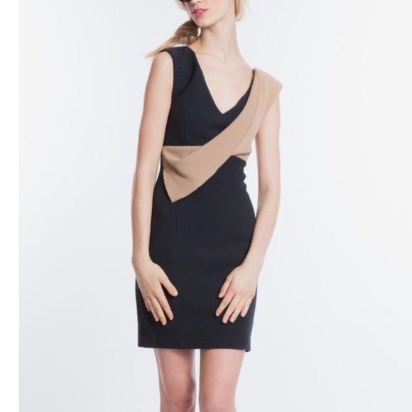 ANTHROPOLOGIE Contrast Surplice Texture Dress - Picture 2 of 8